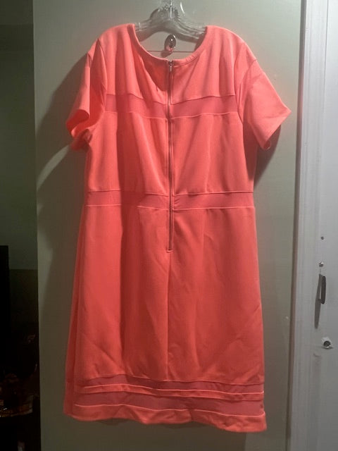 Boutique Peach Mesh Accent Dress – Plus Size
