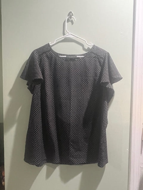 Lane Bryant Polka Dot Flutter Sleeve Blouse – Size 16