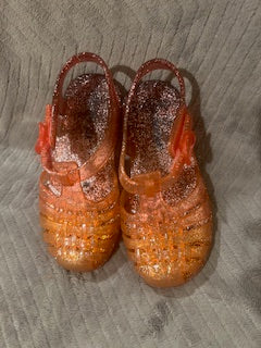 Girls pink glittery jelly sandals